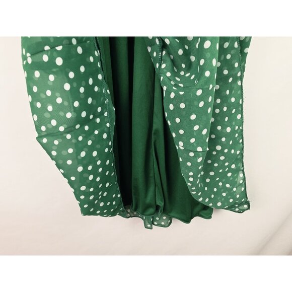 Kate and Lily Dress Women's Size 4 Green Polka Dot Sleeveless High Neck Ruffle - Picture 10 of 13